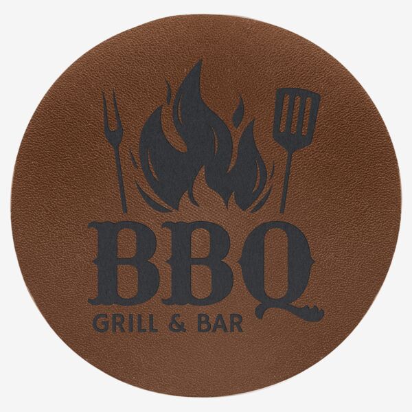 2 1/2" Round Genuine Leather Patch with Adhesive Thumbnail