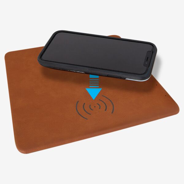 8" x 8" Rawhide Laserable Leatherette Phone Charging Mat Thumbnail